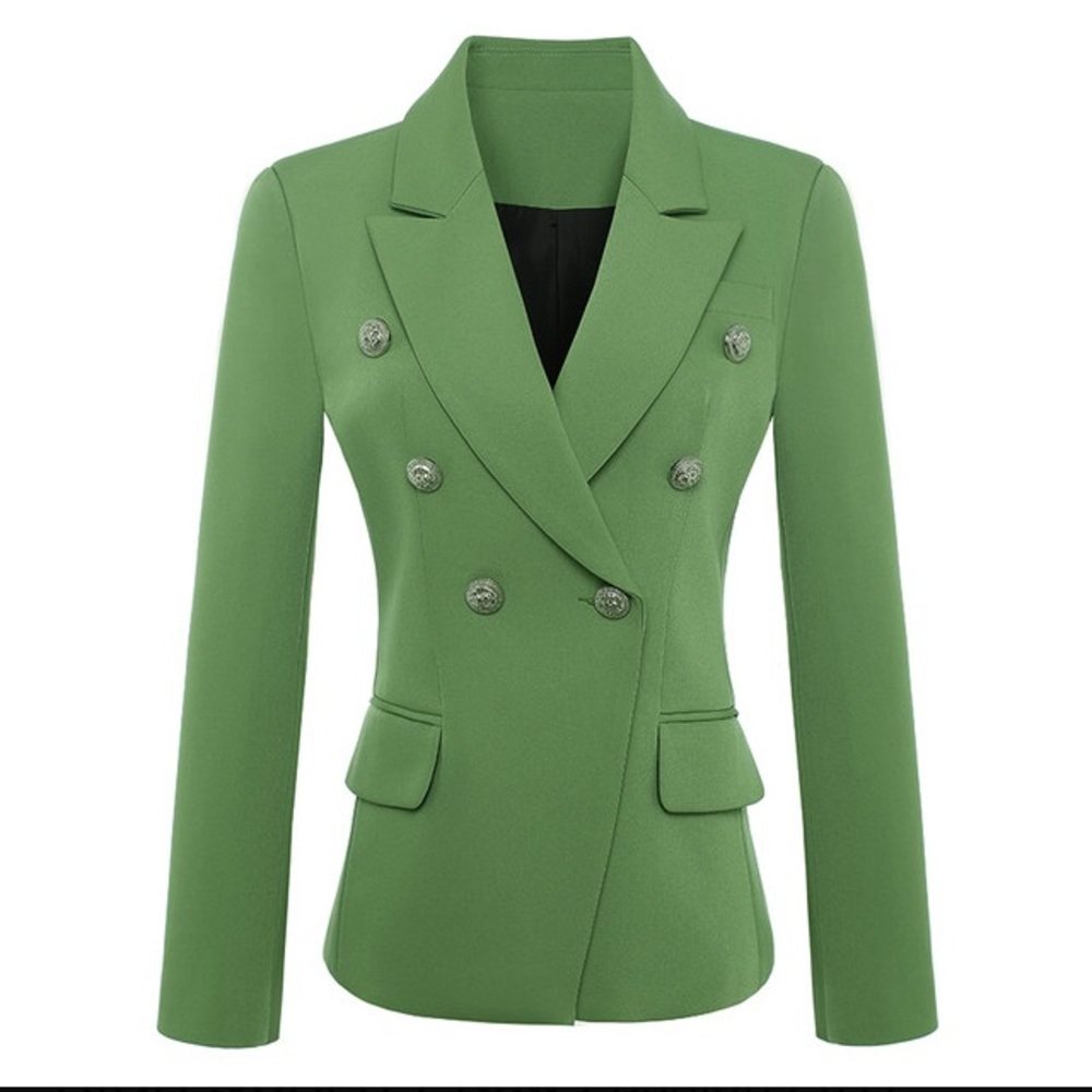 Green Balmain Style Military Button Blazer Size 4